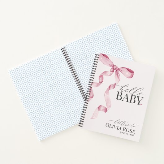 Pastel Roze Coquette Bow Meisje Baby shower Letter Notitieboek (Binnen)