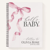 Pastel Roze Coquette Bow Meisje Baby shower Letter Notitieboek (Voorkant)