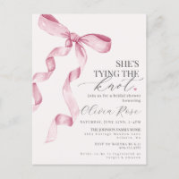 Pastel Roze Coquette Strik Bruidsdouche Uitnodigin