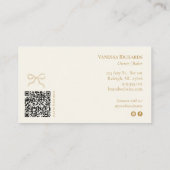 Pastel Roze Crème Gingham QR-code Bakkerij Visitekaartje (Achterkant)