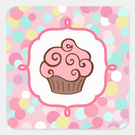 Pastel roze cupcake Stickers (Voorkant)