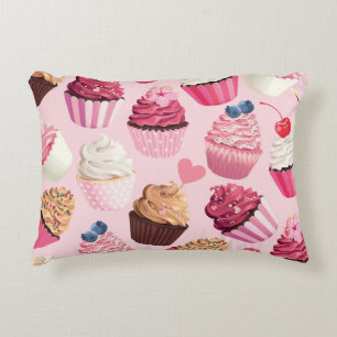 Pastel roze cupcakes:  patroon. accent kussen