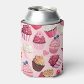 Pastel roze cupcakes: patroon. blikjeskoeler (Blikje Voorkant)