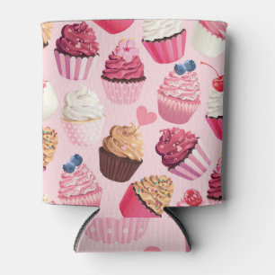 Pastel roze cupcakes:  patroon. blikjeskoeler