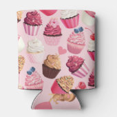 Pastel roze cupcakes: patroon. blikjeskoeler (Achterkant)