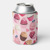 Pastel roze cupcakes: patroon. blikjeskoeler (Blikje Achterkant)