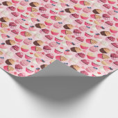Pastel roze cupcakes:  patroon. cadeaupapier (Hoek)