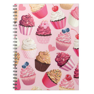 Pastel roze cupcakes:  patroon. notitieboek