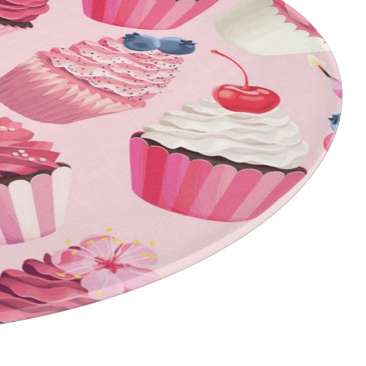 Pastel roze cupcakes:  patroon. snijplank (Hoek)