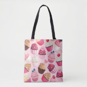 Pastel roze cupcakes:  patroon. tote bag (Voorkant)