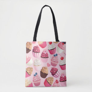 Pastel roze cupcakes:  patroon. tote bag