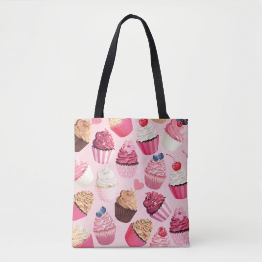 Pastel roze cupcakes:  patroon. tote bag (Voorkant)