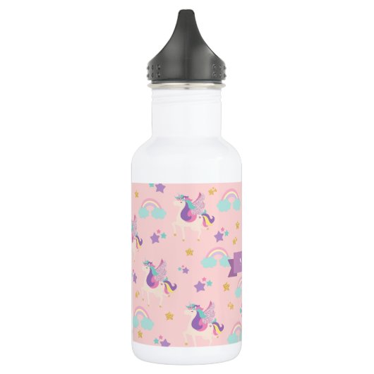 Pastel Roze | Cute Rainbow Unicorn Kinder Waterfles (Links)