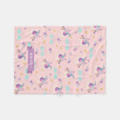 Pastel Roze | Cute Rainbow Unicorn Pattern Fleece Deken (Voorkant (Horizontaal))