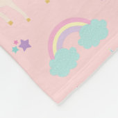 Pastel Roze | Cute Rainbow Unicorn Pattern Fleece Deken (Hoek)