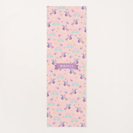 Pastel Roze | Cute Rainbow Unicorn Pattern Kinder Yogamat