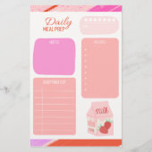 Pastel Roze Dagelijkse Maaltijd Planner boodschapp Briefpapier (Voorkant)