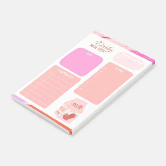 Pastel Roze Dagelijkse Maaltijd Planner boodschapp Post-it® Notes (Schuin)