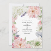 Pastel Roze Dahlia Bruiloft Kaart (Voorkant)