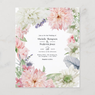 Pastel Roze Dahlia Trouwuitnodiging Flyer