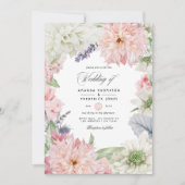 Pastel Roze Dahlia Trouwuitnodiging Kaart (Voorkant)