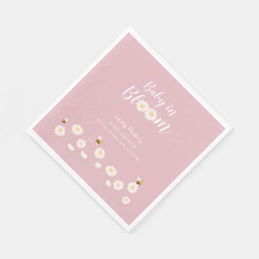 Pastel Roze Daisy Bloemen Baby in Bloem Douche Servet (Hoek)