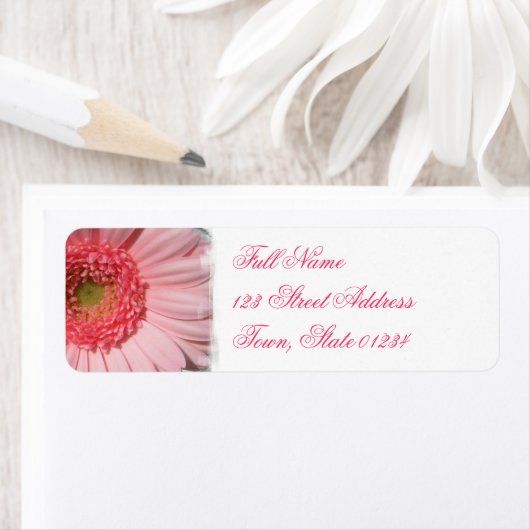 Pastel Roze Daisy Retouradres Mailing Label (Insitu)