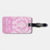 Pastel roze Damask Pattern Grungy Fins Bagagelabel (Achterkant horizontaal)