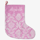Pastel roze Damask Pattern Grungy Fins Grote Kerstsok (Voorkant)