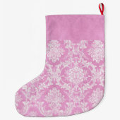 Pastel roze Damask Pattern Grungy Fins Grote Kerstsok (Achterkant)