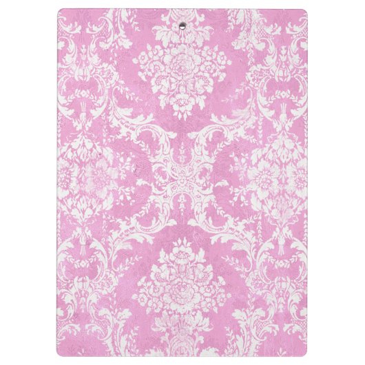 Pastel roze Damask Pattern Grungy Fins Klembord (Achterkant)