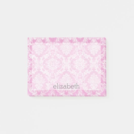 Pastel roze Damask Pattern Grungy Fins Post-it® Notes (Voorkant)