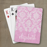 Pastel roze  Damask Pattern Grungy Fins Speelkaarten<br><div class="desc">Een patroon met een bord en kant. Kijk dicht bij de bloemen en bladeren.Een trendy design met juweelkleuren en elegantie. De punten zijn gemakkelijker om aan te passen wanneer u alle tekst en foto's eerst vervangt. Als je kunst nog moet worden aangepast, klik je op Deze knop aanpassen. Dit zal...</div>