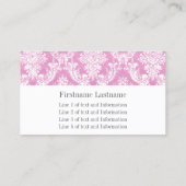 Pastel roze Damask Pattern Grungy Fins Visitekaartje (Achterkant)