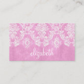 Pastel roze Damask Pattern Grungy Fins Visitekaartje (Voorkant)
