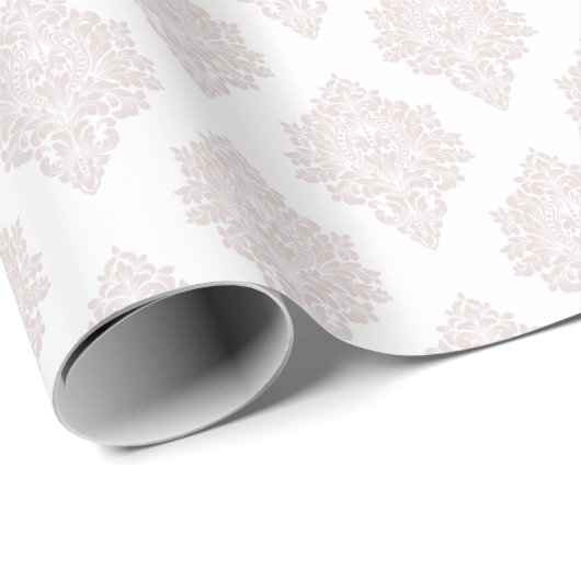 Pastel Roze Damask Shabby Floral Cadeaupapier (Rol Hoek)