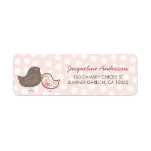 Pastel Roze Damast Kuikens Meisje Baby Shower Adre Etiket