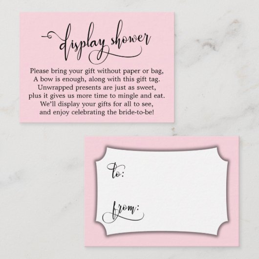 Pastel Roze Display Vrijgezellenfeest Cadeaukaart Informatiekaartje (Voorkant / Achterkant)