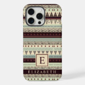  Pastel Roze Donkerbruin Azteeks Patroon iPhone Hoesje (Achterkant)