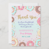 Pastel Roze Donut Birthday Donut Groei op Partij Bedankkaart (Voorkant)
