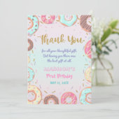 Pastel Roze Donut Birthday Donut Groei op Partij Bedankkaart (Staand voorkant)