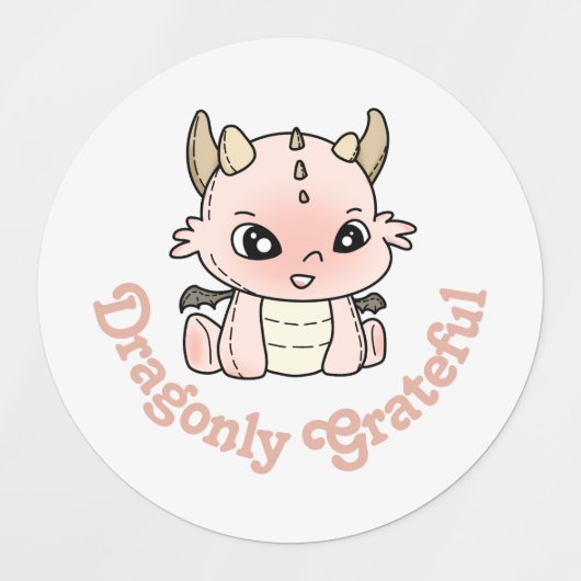 Pastel roze draak baby dankbare sticker (Design 1)