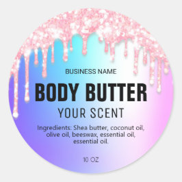 Pastel Roze Dripping Glitter Body Butter Labels