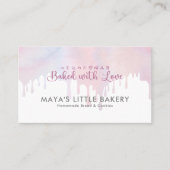Pastel Roze Druipende Bakkerij Gebak Chef Visitekaartje (Voorkant)