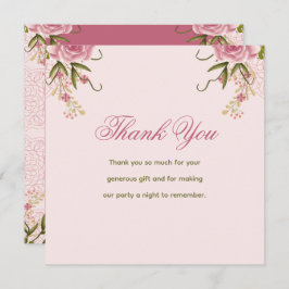 Pastel Roze Dubbele Joint Twin Verjaardag Dank u Bedankkaart