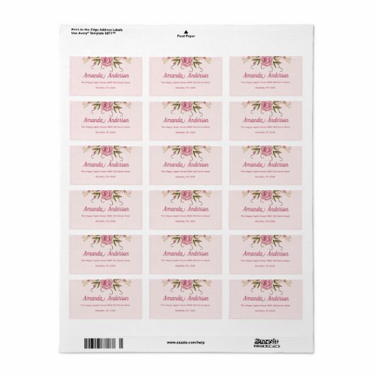 Pastel Roze Dubbele Joint Twin Verjaardag Dank u Etiket (Full Sheet)