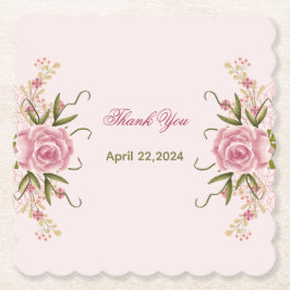 Pastel Roze Dubbele Joint Twin Verjaardag Dank u Kartonnen Onderzetters