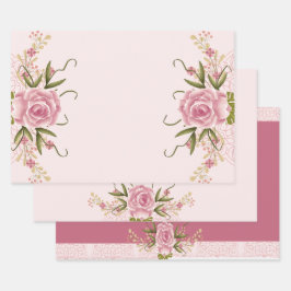 Pastel Roze Dubbele Joint Twin Verjaardag Inpakpapier Vel
