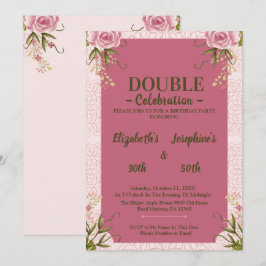 Pastel Roze Dubbele Joint Twin Verjaardag Kaart