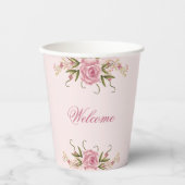 Pastel Roze Dubbele Joint Twin Verjaardag Papieren Bekers (Voorkant)